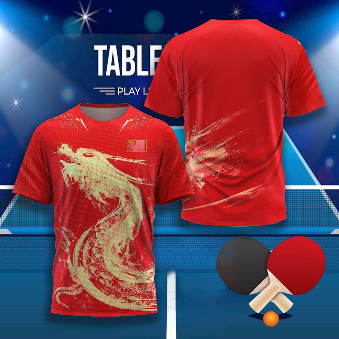 CHINA Dragon Table Tennis Grap - Table Tennis Uniform incelemesi ve fiyatı