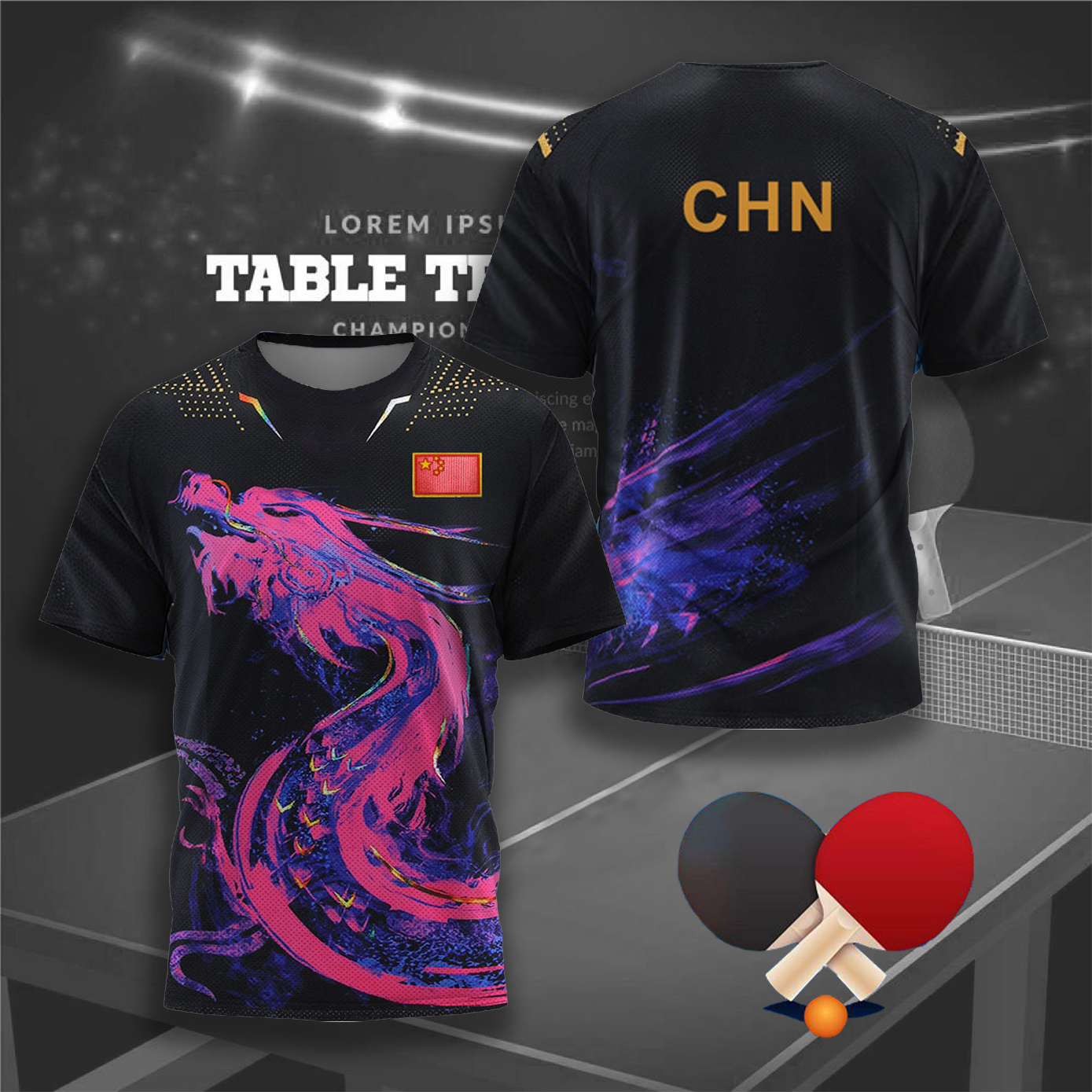 CHINA Dragon Table Tennis Grap - Table Tennis Uniform incelemesi ve fiyatı